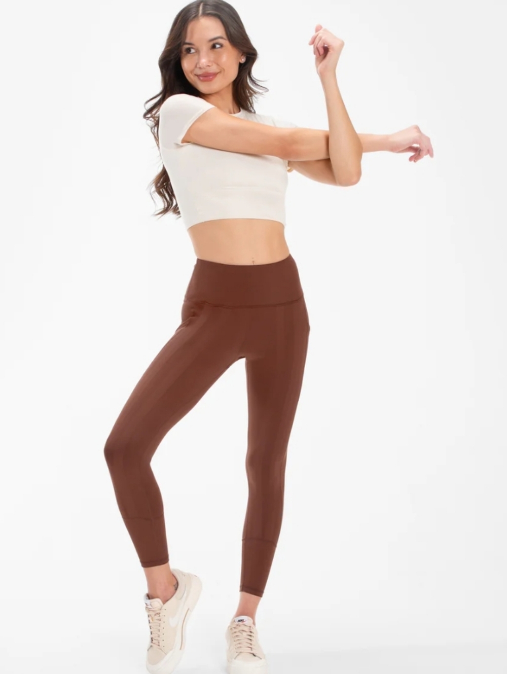 Sweetflexx Hi-Rise Front + Booty Resistance Leggings Pockets Size 20 Brown